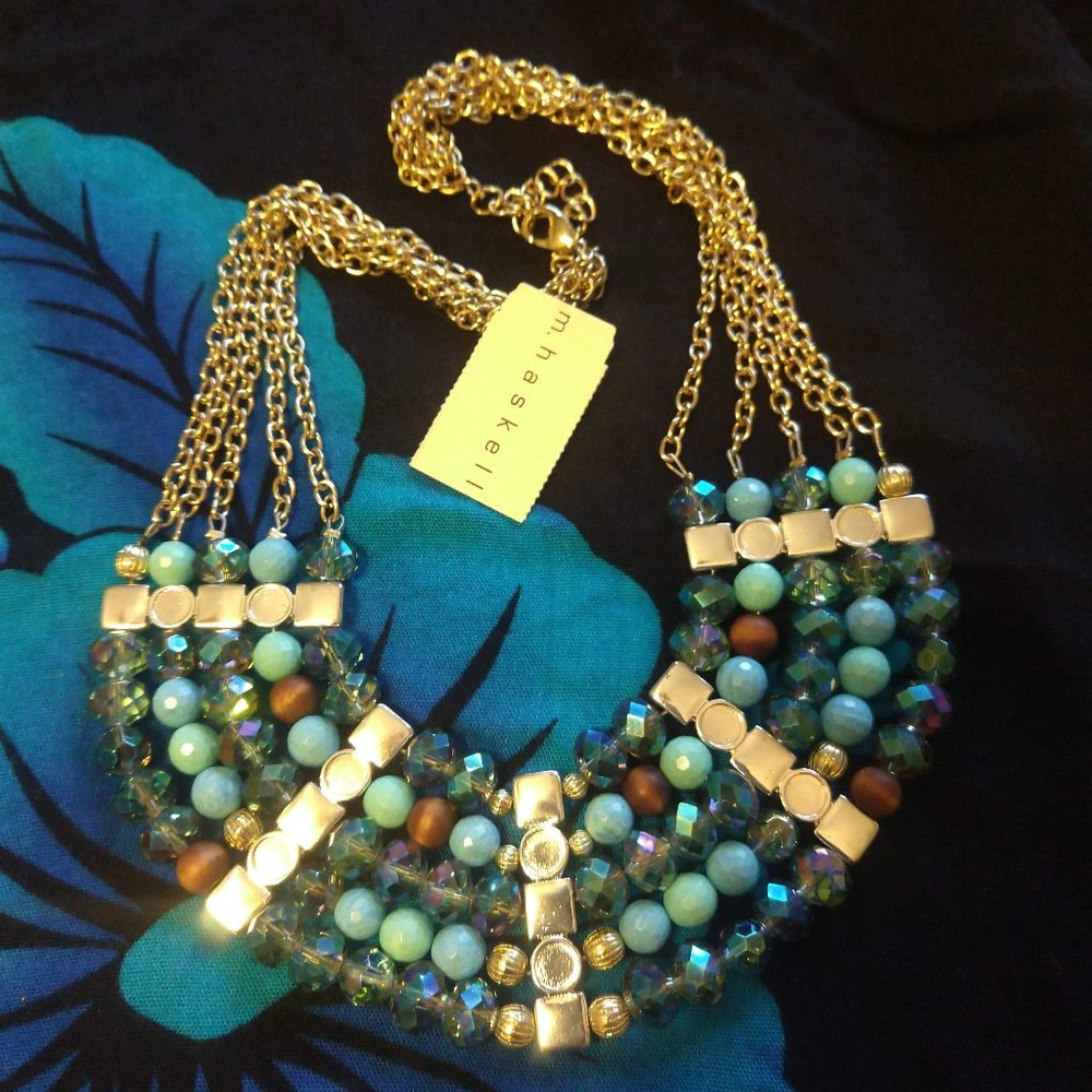 M. Haskell Blue/Aqua Statement Necklace, NWT